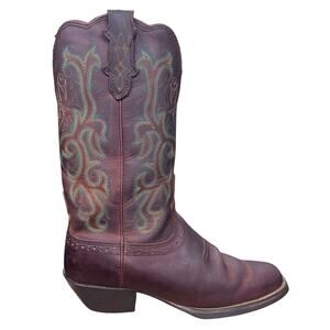 Vintage Justin Boots Brown Leather Western Cowgirl Boots Size 7.5 B